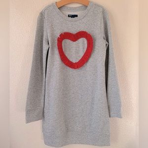 Gap Kids Girl's Gray Ruffle Applique Heart Sweatshirt Dress Size 10